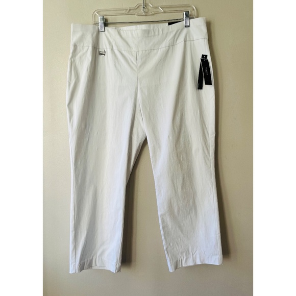 Alfani Sz 16W Stretch Pull On White Straight Leg Capri Jeggings Tummy Control - Picture 1 of 8